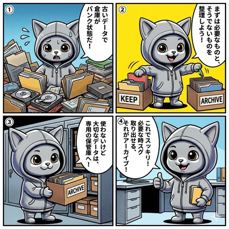 「デプロイ太郎」が、顧客の課題を整理し、共に成長するための戦略「アカウントプラン」の重要性を解説する4コマ漫画。