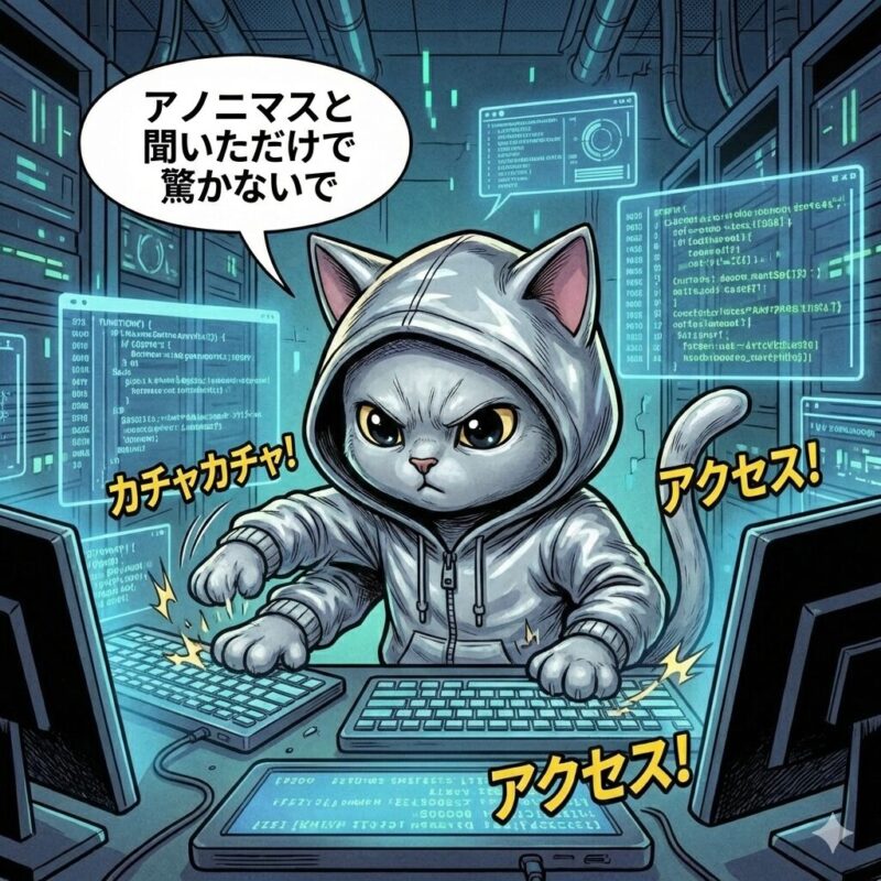 アノニマスは匿名という意味もあるので、ハッカー集団と間違えないようにと呼びかけるデプロイ太郎